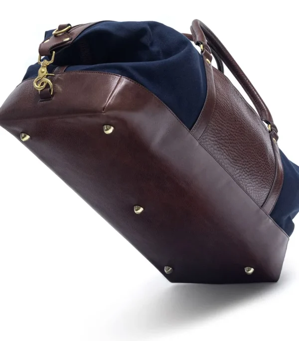 Treger Canvas Duffle Bag - Dunkelbraun/Marineblau Sale