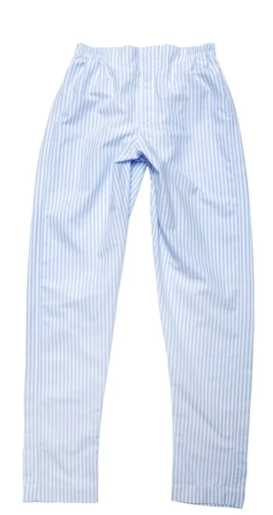 Treger Herren Pyjama mit langen Ärmeln + langer Hose - Blau/Weiss gestreift Sale