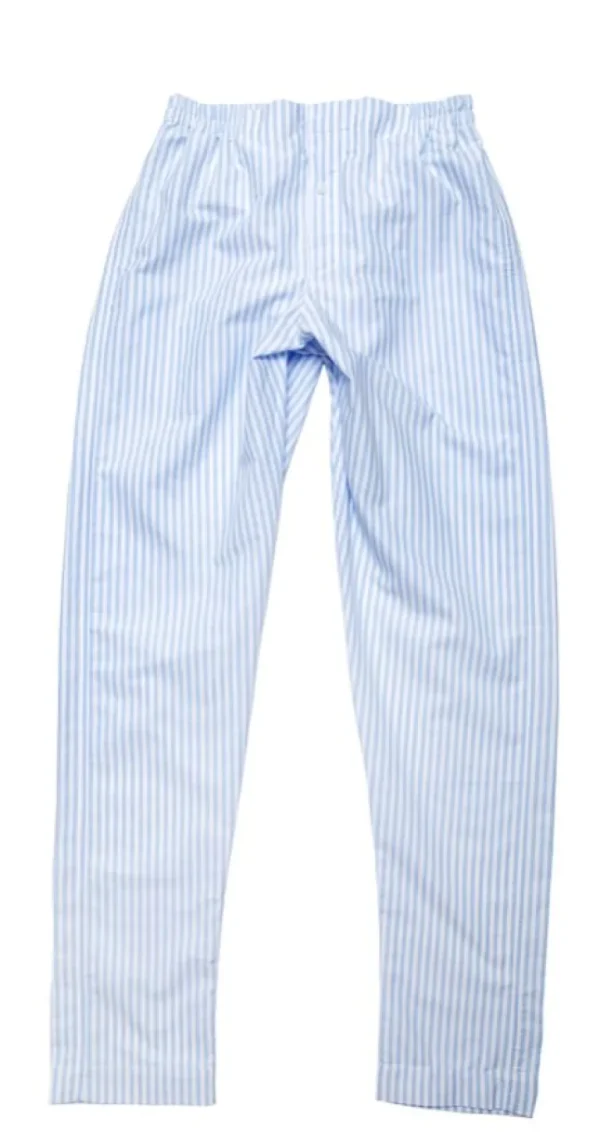 Treger Herren Pyjama mit langen Ärmeln + langer Hose - Blau/Weiss gestreift Sale