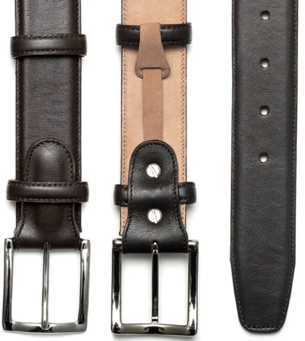 Treger Herrengürtel aus Wildleder, Chromschnalle - Dunkelbraun Clearance