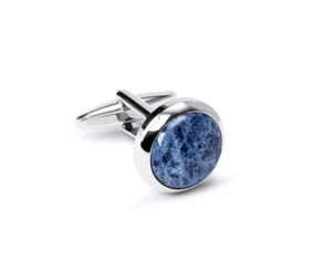 Treger Manschettenknöpfe, runder Cabochon Sodalith blau Sale