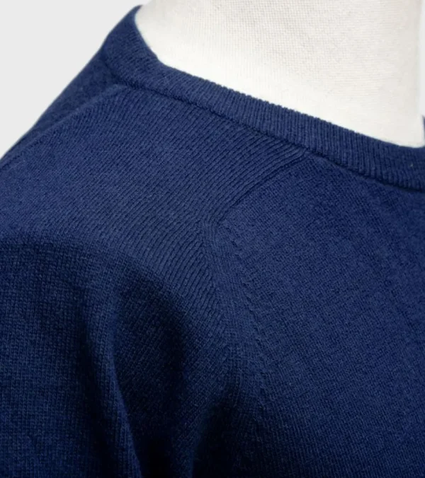 Treger Pullover aus Lammwolle mit Sattelärmeln - Marineblau Sale