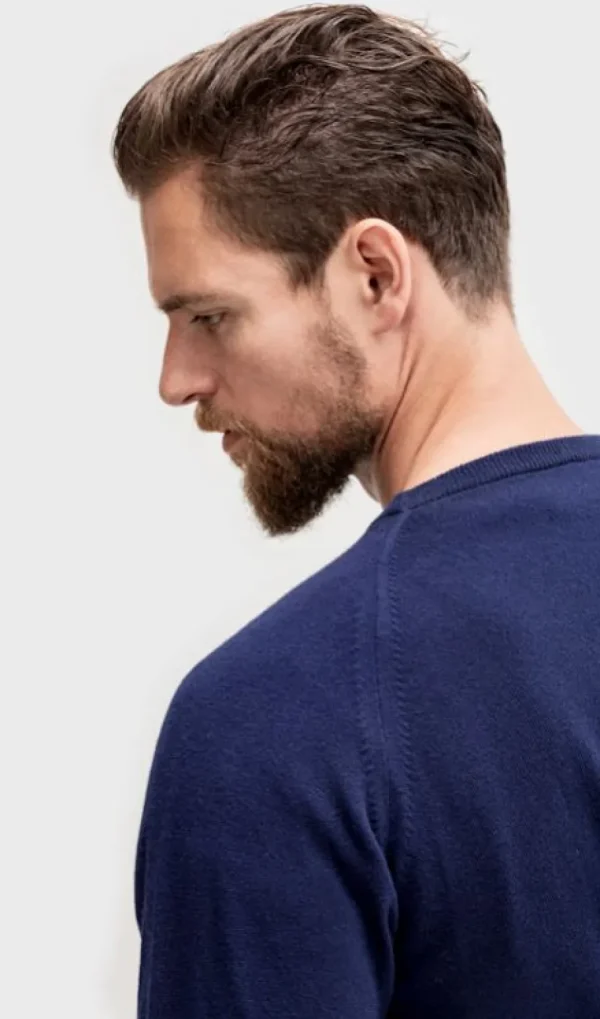 Treger Pullover aus Lammwolle mit Sattelärmeln - Marineblau Sale
