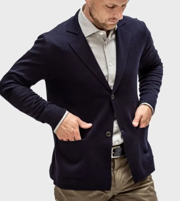 Treger Stricksakko Wolle - Marineblau Fashion