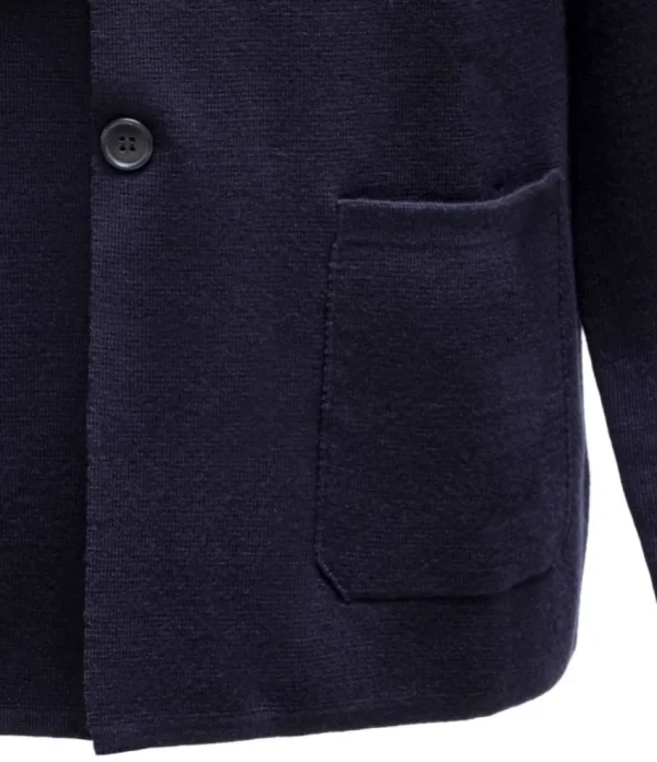 Treger Stricksakko Wolle - Marineblau Fashion